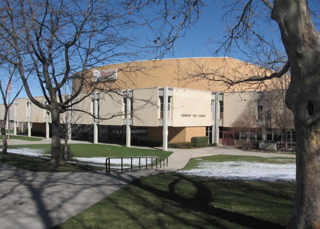 (Photo courtesy of Davis School District) The former facade of Viewmont High School.