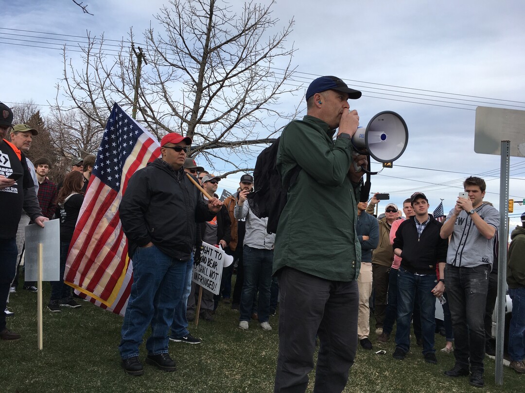 (Scott Sommerdorf | The Salt Lake Tribune) Counter-protesters, organized by Utah Gun Exchange, gather Saturday, March 24, prepare to participate in the March Before Our Lives.