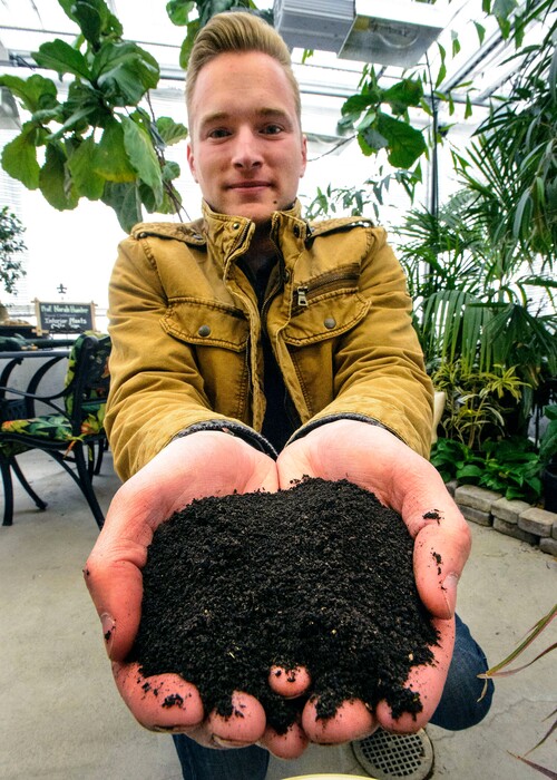 (Steve Griffin  |  The Salt Lake Tribune) BYU student Joseph Walker has won three collegiate entrepreneurial contests this year for the organic fertilizer, produced from the poop of African worms, that his company OmniEarth is producing largely for commercial marijuana growers serving the fast-growing medical and recreational pot markets.