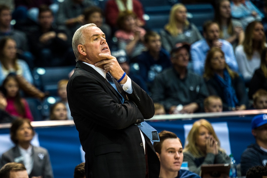 Chris Detrick  |  The Salt Lake TribuneBrigham Young Cougars head coach Dave Rose during the game against San Francisco Dons at the Marriott Center Thursday January 12, 2017. 