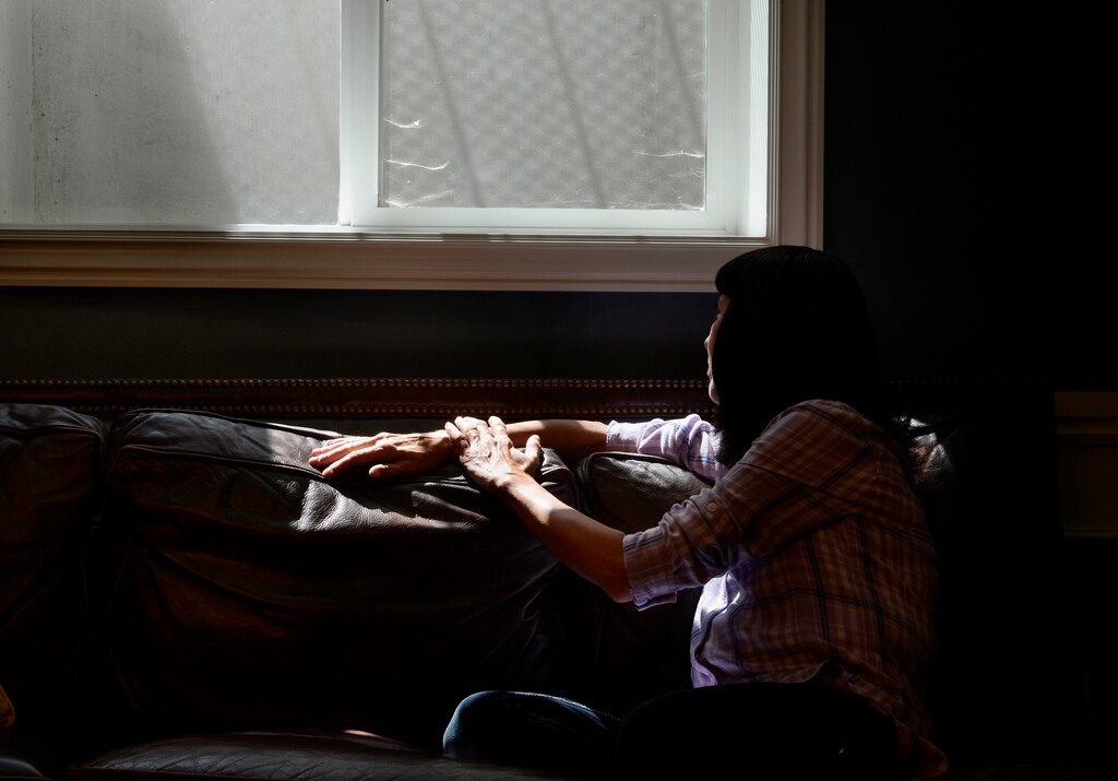 Scott Sommerdorf | The Salt Lake Tribune
A.L. has brought a lawsuit against Intermountain Medical Center, alleging it did not do enough to protect her from an emergency room nurse who allegedly sexually assaulted her. Here, she poses for a portrait in her lawyer's office, Thursday, July 27, 2017.