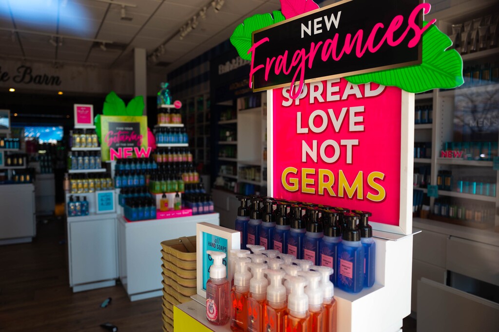 (Trent Nelson | The Salt Lake Tribune) A soap display in a closed Bath and Body Works store in 2020. A former manager of the company's Layton store has filed a complaint, claiming religious discrimination after she was fired for not using a transgender employee's preferred pronouns.