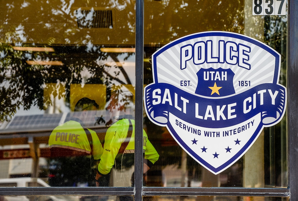 (Francisco Kjolseth  |  The Salt Lake Tribune)  The Salt Lake City Police Department hosts an open house on Wed. July 25, 2018, for a new substation that used to be an Arctic Circle restaurant at 837 West, South Temple. Newly-assigned bike officers and a sergeant will work out of the new substation to better serve the community on the West side.