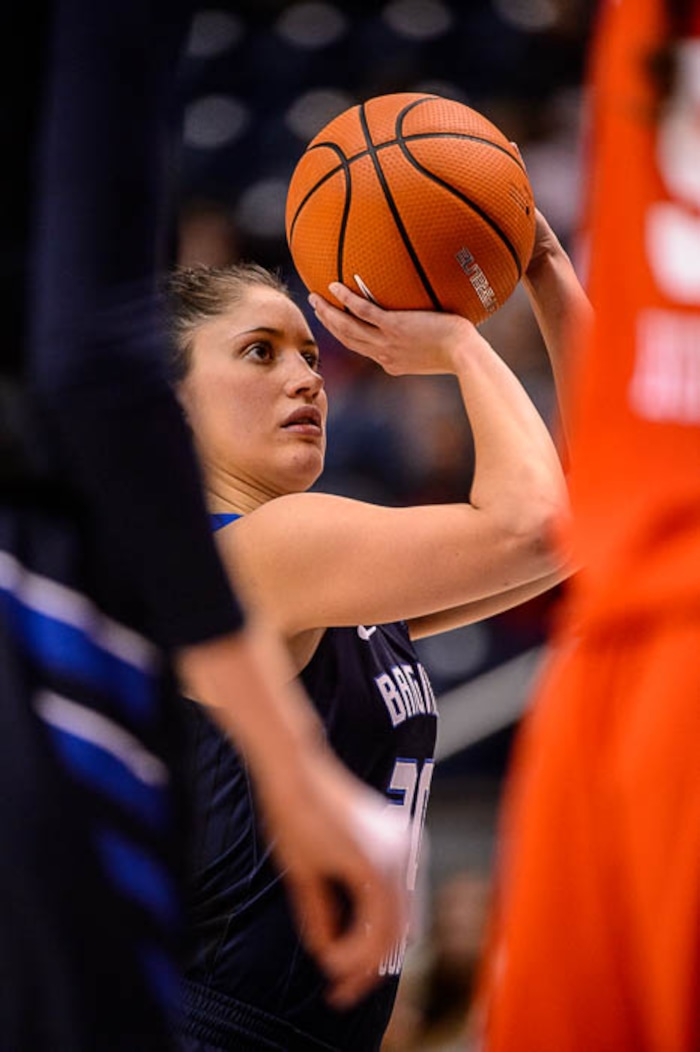 (Trent Nelson | The Salt Lake Tribune)  Brigham Young Cougars guard Cassie Broadhead Devashraye (20) as BYU hosts Utah, NCAA women's basketball in Provo, Saturday December 9, 2017.