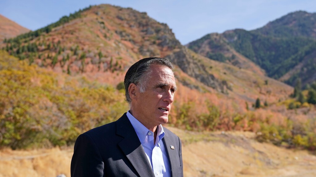 (Rick Bowmer | AP file photo)  Sen. Mitt Romney, R-Utah,  speaks to reporters following a news conference Thursday, Oct. 15, 2020, near Neffs Canyon, in Salt Lake City.