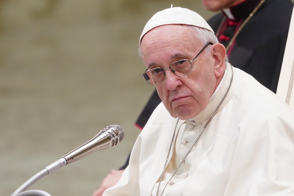 (AP Photo/Andrew Medichini) Pope Francis looks on during his weekly general audience in Paul VI hall, at the Vatican, Wednesday, Jan. 2, 2019.