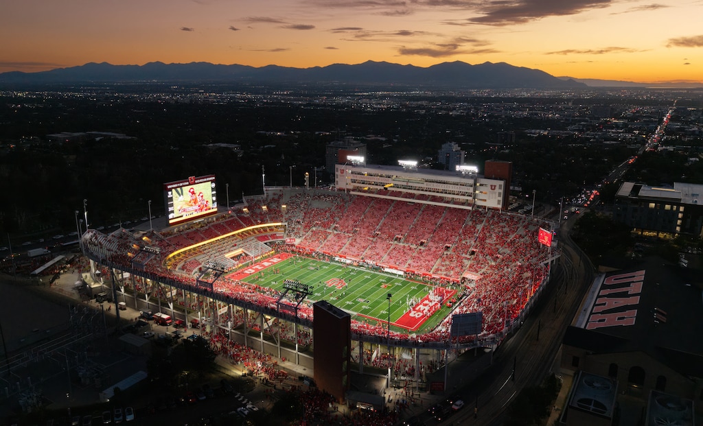 (Francisco Kjolseth | The Salt Lake Tribune) The University of Utah gets ready to hosts the Arkansas Razorbacks in Salt Lake City on Saturday, Sept. 12, 2026.
