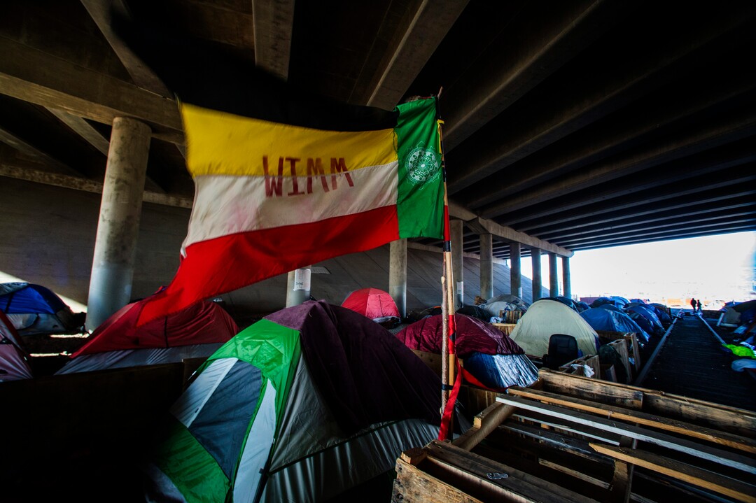 (Rick Egan | The Salt Lake Tribune) Camp Last Hope, was built on abandoned railroad tracks, under the freeway for protection from the rain and the snow. Tuesday, Jan. 5, 2021.