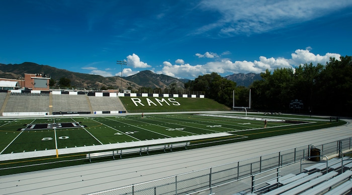 (Rick Egan  |  The Salt Lake Tribune)  Highland football field,Wednesday, August 8, 2017.