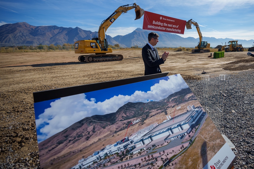 (Trent Nelson | The Salt Lake Tribune) Texas Instruments' CEO Haviv Ilan at the groundbreaking ceremony for TI's new semiconductor fabrication facility in Lehi on Thursday, Nov. 2, 2023. The project could get a portion of $1.6 billion in federal funding.