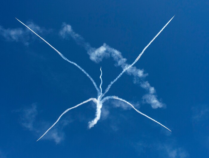 (Rick Egan  |  The Salt Lake Tribune)    The U.S.A.F. Thunderbirds perform at the Warriors Over the Wasatch airshow at Hill Airforce Base, Sunday, June 24, 2018.