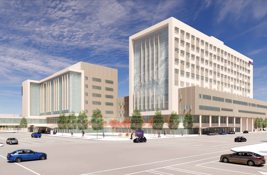 (Intermountain Health) A rendering of Intermountain Health's planned Salt Lake City hospital as viewed from the southwest.