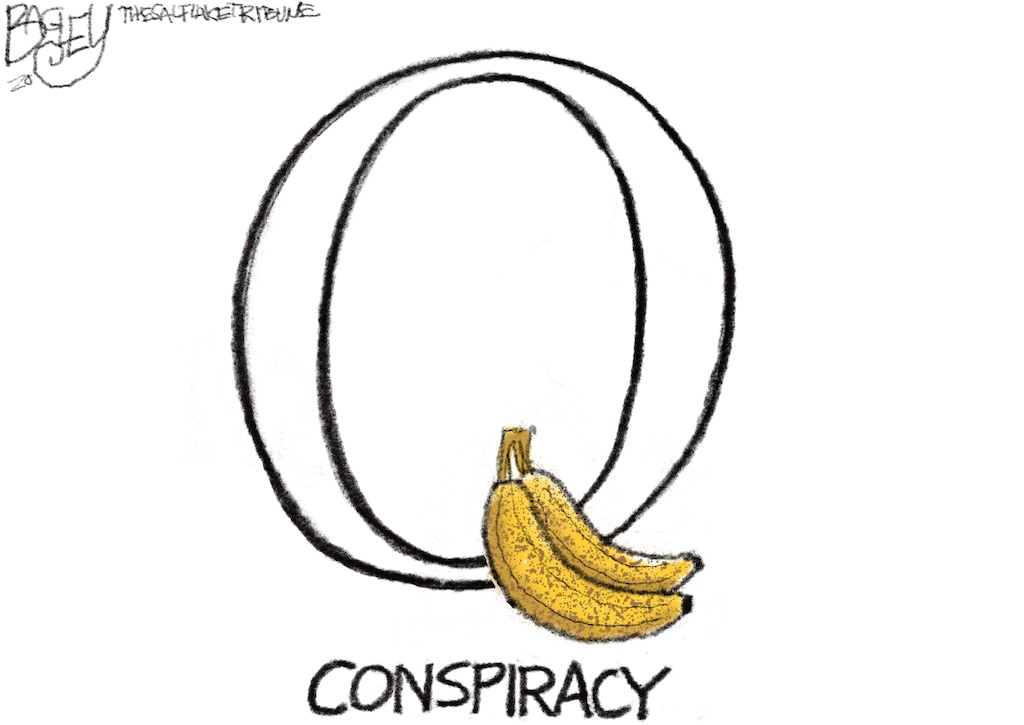 (Pat Bagley | The Salt Lake Tribune) This cartoon, titled "Explaining QAnon," appears in The Salt Lake Tribune on Sunday, Aug. 23, 2020.