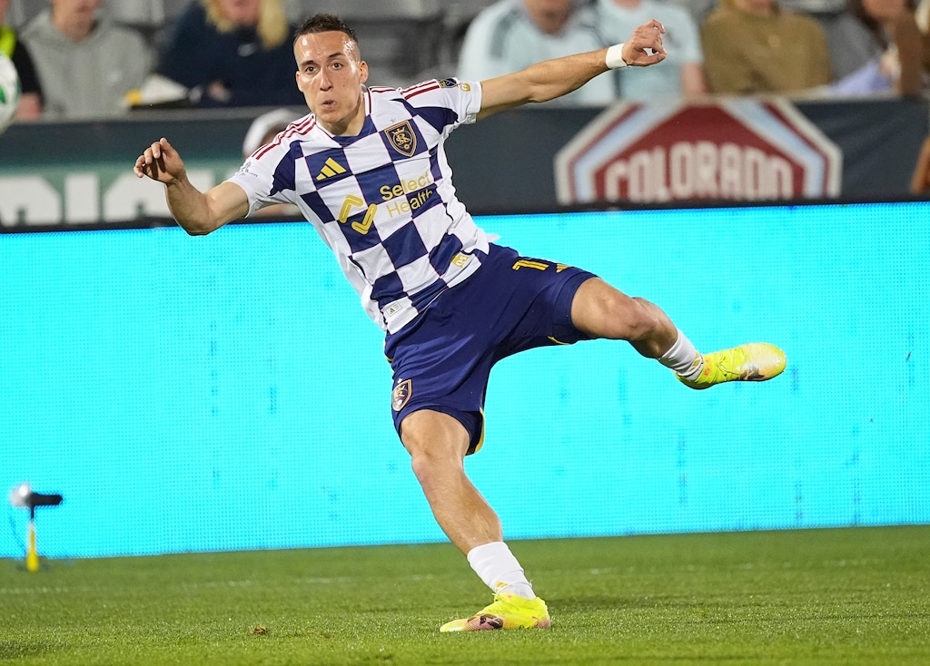 Real Salt Lake midfielder Dominik Marczuk, shown during a game in May, scored RSL's goal in a 2-1 loss to Orlando City SC on Saturday. (AP Photo/David Zalubowski)