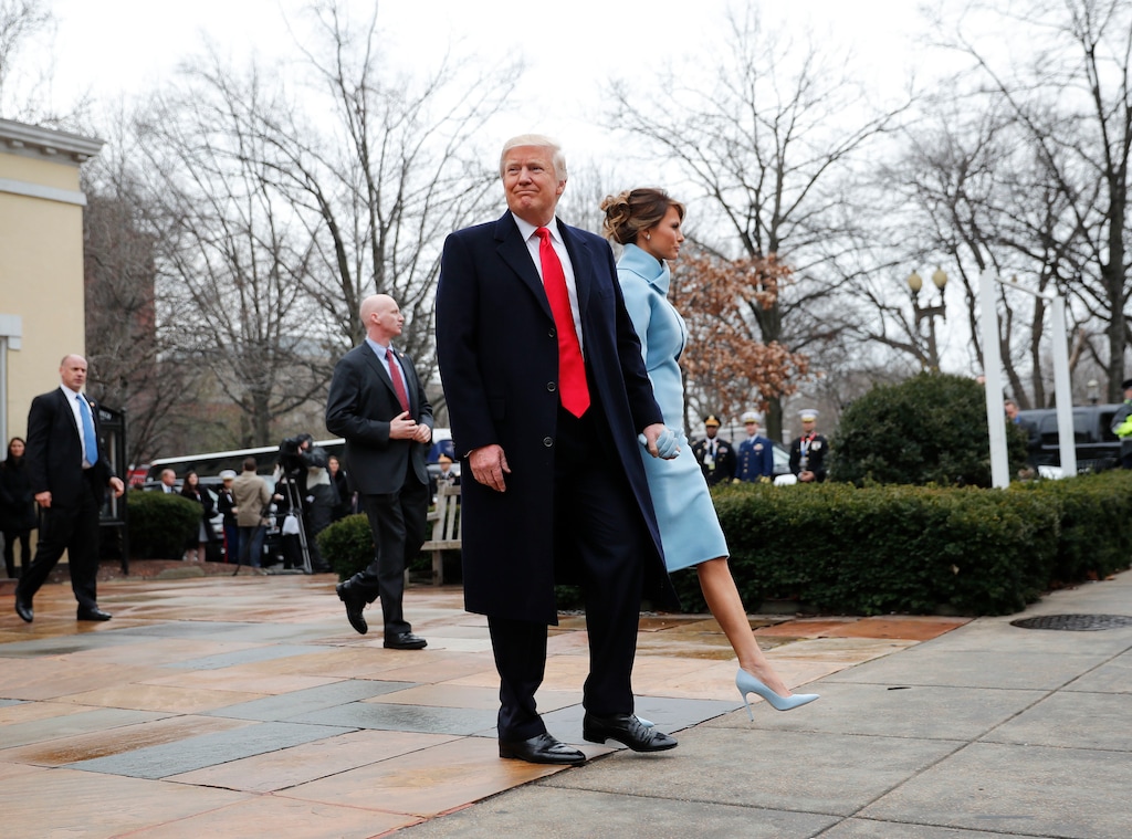 FILE - In this Jan. 20, 2017 file photo, then-President-elect Donald Trump and his wife, Melania, walk to their vehicle after attending church service at St. John's Episcopal Church across from the White House in Washington. (AP Photo/Pablo Martinez Monsivais, File)