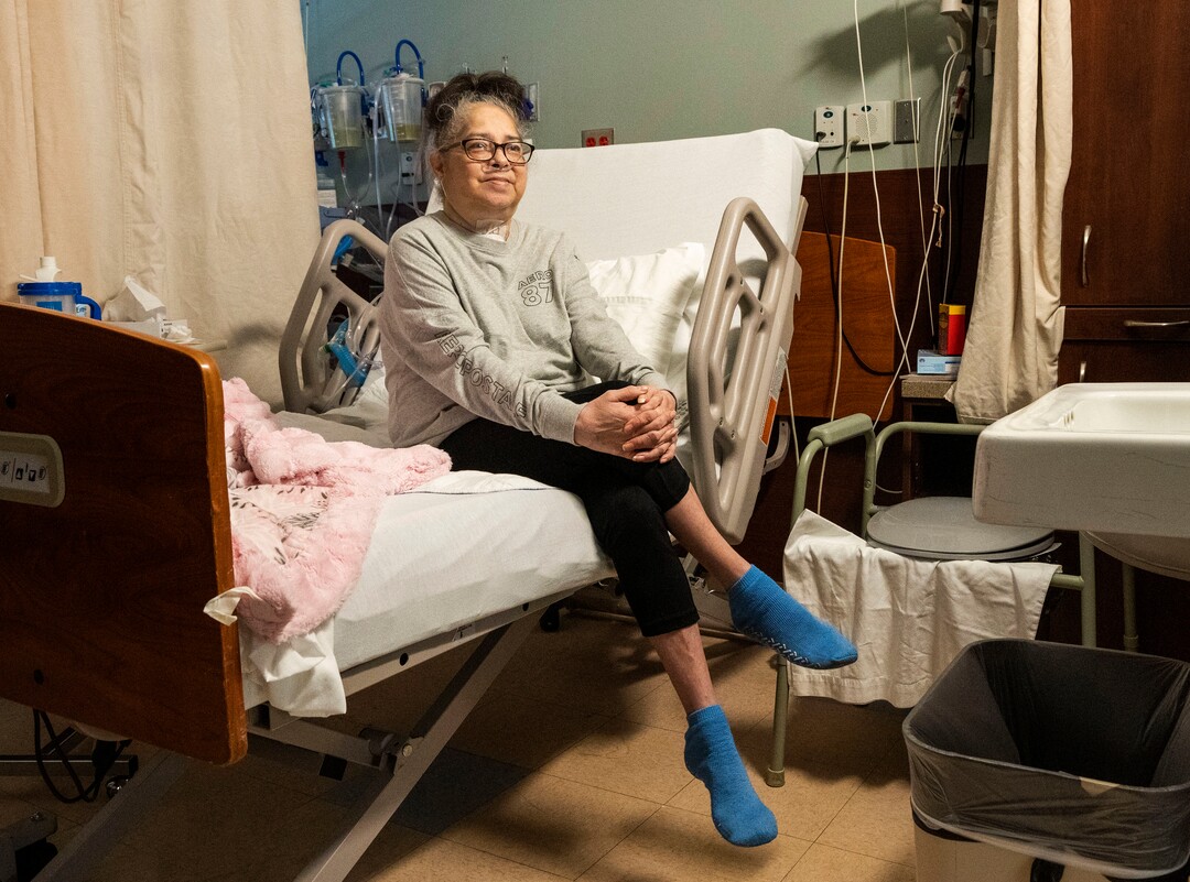 (Rick Egan | The Salt Lake Tribune) Tina Lewis spends her final days at South Davis Community Hospital in Bountiful, Tuesday, Sept. 21, 2021. Lewis was told that after being in and out of hospitals being treated for complications due to COVID-19 for more than 6 months, she will be discharged tomorrow, to return to her home in Idaho Falls, Idaho, on Tuesday, Sept. 21, 2021.