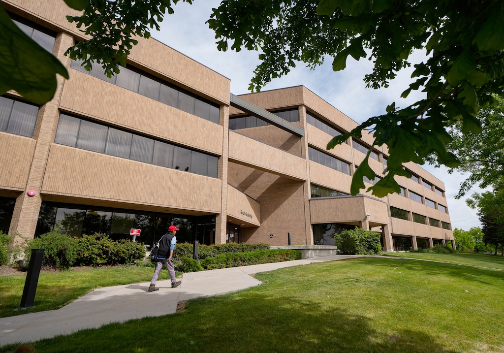 (Francisco Kjolseth | The Salt Lake Tribune) The Salt Lake County Government Center in May 2022. Utah's most populous county banned the popular social media app TikTok on government-issued devices Tuesday, nearly three months after Gov. Spencer Cox announced a ban on state-owned devices.