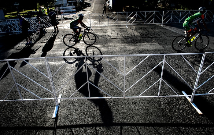 Steve Griffin  |  The Salt Lake TribuneRiders warm-up in downtown Logan, Utah prior to the start of Stage 1 of the Tour of Utah bicycle race from Logan to Bear Lake and back to Logan Monday July 31, 2017.