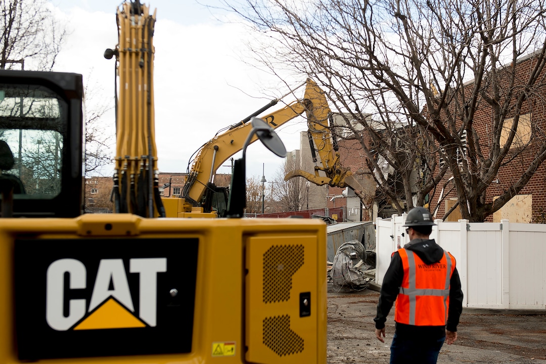 (Jeremy Harmon  |  The Salt Lake Tribune) Demolition begins on the Road Home shelter in Salt Lake City on Monday, January 27, 2020. 