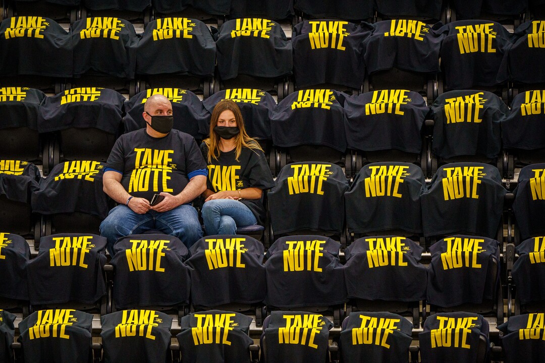 (Trent Nelson  |  The Salt Lake Tribune) Fans in the stands as the Utah Jazz host the Los Angeles Clippers in a Game 5 matchup, NBA basketball in Salt Lake City on Wednesday, June 16, 2021.