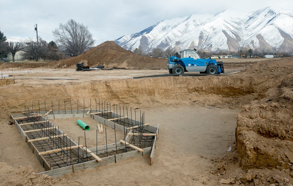 (Isaac Hale | The Daily Herald via AP, file) The foundation for a structure stands in-progress as construction continues on an all-abilities park Monday, Feb. 24, 2020, in Spanish Fork.