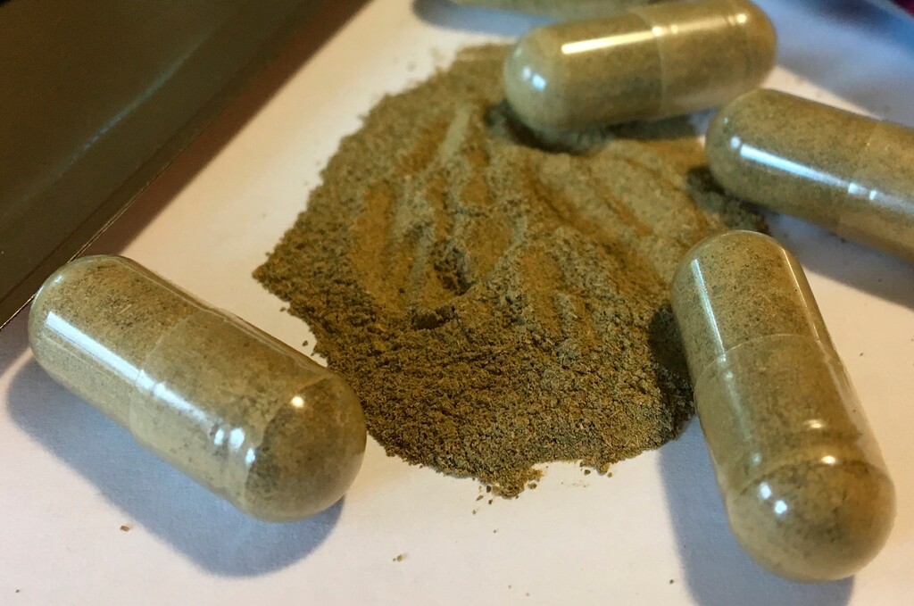 (Mary Esch | The Associated Press) This Sept. 27, 2017 photo shows kratom capsules in Albany, N.Y.