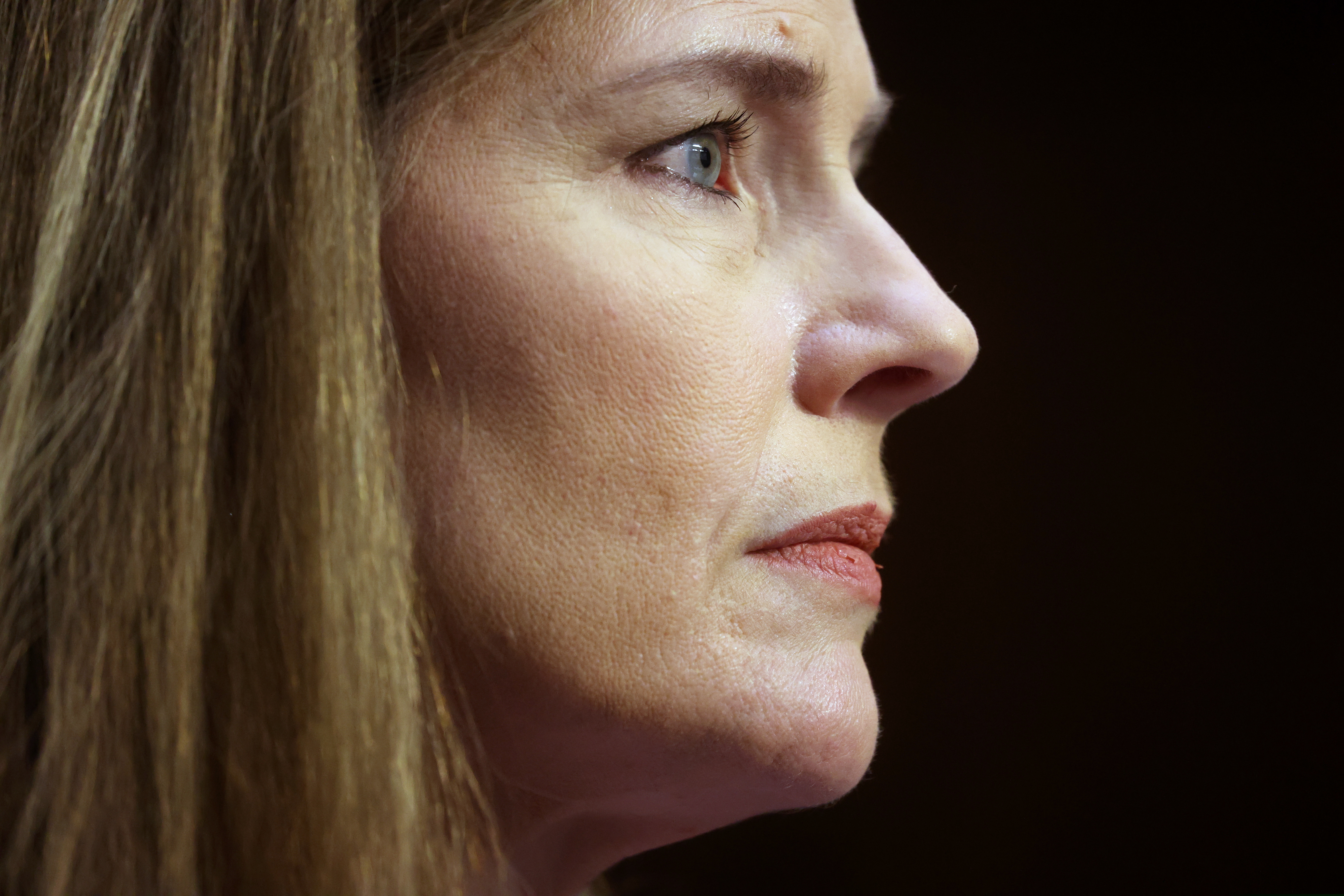 Supreme Court nominee Amy Coney Barrett arrives for a confirmation hearing before the Senate Judiciary Committee, Wednesday, Oct. 14, 2020, on Capitol Hill in Washington. (Jonathan Ernst/Pool via AP)