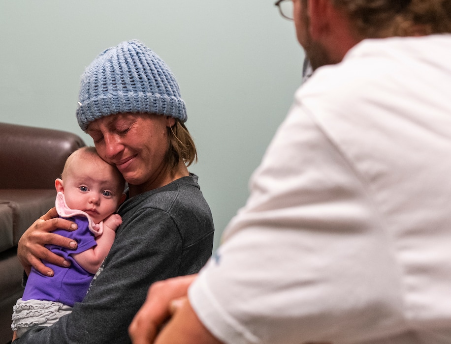 (Rick Egan | The Salt Lake Tribune) Bodhi and Jack King spend time with her daughter, Raya, during a supervised visit at the Department of Child and Family Services on Wednesday, Nov. 24, 2021. While homeless, the couple lost custody of Raya, and spent years to improve their lives in order to be reunited.