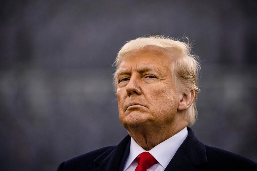 (Samuel Corum | The New York Times)
President Donald Trump during the Army-Navy football game at the U.S. Military Academy in West Point, N.Y., Dec. 12, 2020. “If Trump keeps delegitimizing Joe Biden’s presidency and demanding loyalty for his extreme behavior,” writes The New York Times columnist Thomas L. Friedman, “the GOP could fully fracture — splitting between principled Republicans and unprincipled Republicans.”