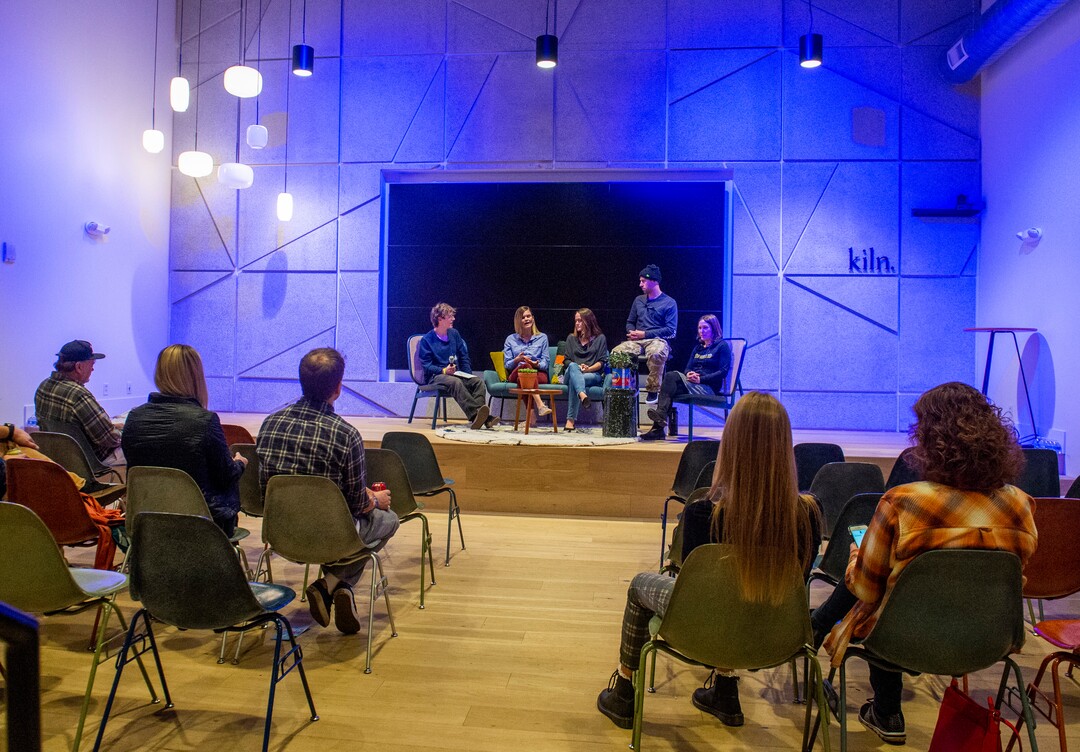 (Rick Egan  |  The Salt Lake Tribune)     Protectour Winters hosts a panel discussion on climate change at the “Rendezvous” Mountain Culture Festival at the Gateway, Saturday, Sept. 28, 2019.