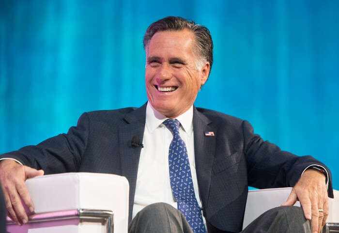 (Rick Egan  |  The Salt Lake Tribune)   Mitt Romney speaks at the Tech Summit at the Salt Palace Convention Center,  Friday, January 19, 2018.


