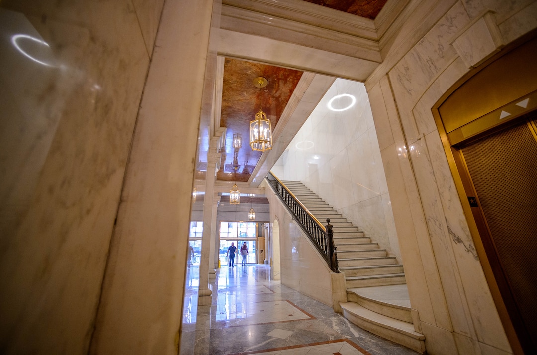 (Trent Nelson  |  The Salt Lake Tribune) 
The lobby of the Kearns Building in Salt Lake City on Wednesday, Nov. 20, 2019. Hines, the global real estate firm that owns the Kearns Building, has launched a $25 million renovation of the 108-year-old building at 136 South Main Street.