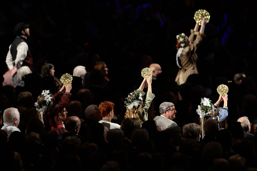 (Francisco Kjolseth  |  The Salt Lake Tribune)  The Mormon Tabernacle Choir Christmas extravaganza kicks off with Broadway star Sutton Foster and "Downton Abbey's" Hugh Bonneville at the Conference Center on Thursday, Dec. 14, 2017.
