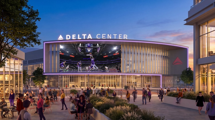 (Smith Entertainment Group) Renderings for east-facing entrance of Delta Center