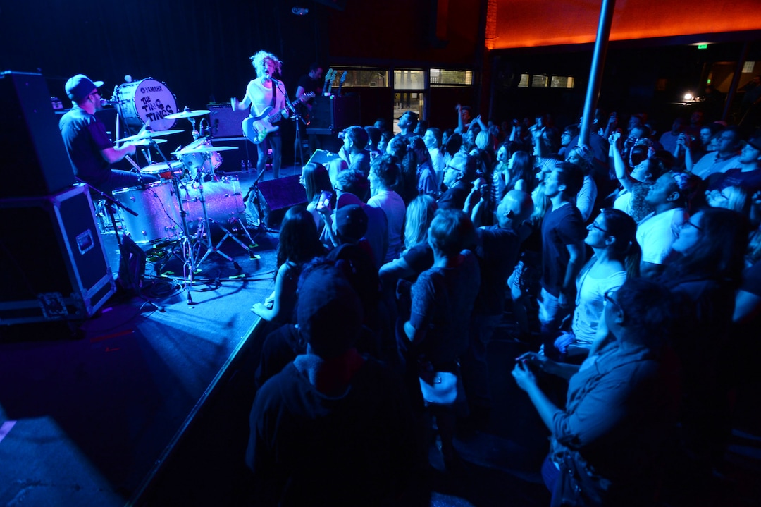(Steve Griffin  |  The Salt Lake Tribune) Katie White and Jules De Martino British of the dancepop duo The Ting Tings perform at In The Venue in Salt Lake City, Tuesday, March 31, 2015.