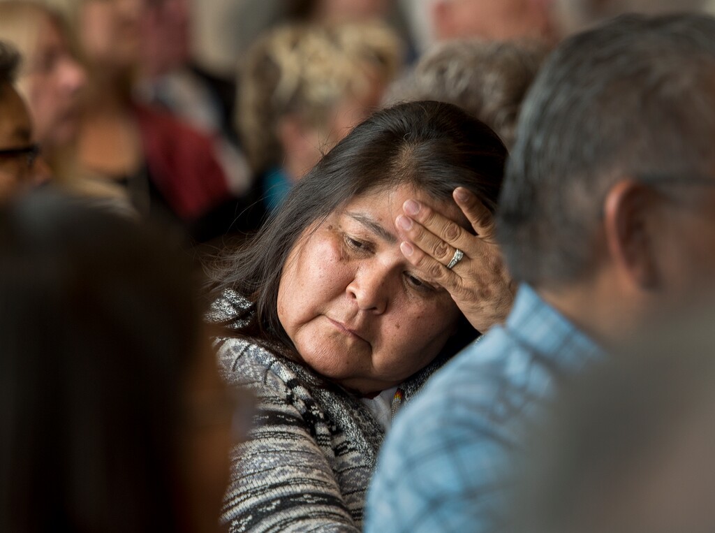 (Leah Hogsten | The Salt Lake Tribune) JoAnn Black reacts to opposition to redistricting proposals during a hearing in Monticello, Utah, on Thursday, Nov. 16, 2017. The redistricting proposals would redraw voting districts to ensure significant American Indian majorities in two of three County Commission districts and on four of five school board voting districts as the result of a January 2012 lawsuit filed in U.S. District Court by the Navajo Nation.