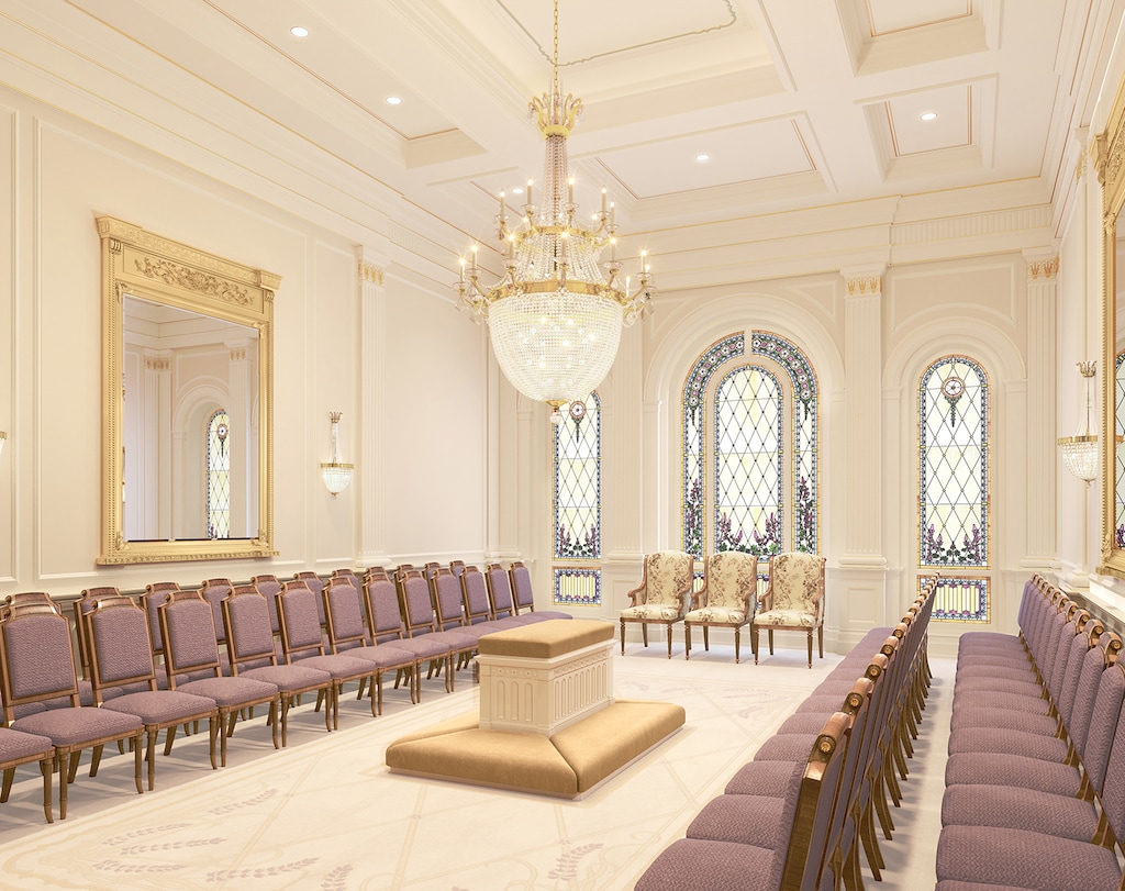 (Image courtesy of The Church of Jesus Christ of Latter-day Saints) An artist's rendering of the sealing room in The Church of Jesus Christ of Latter-day Saints' to-be-constructed Tooele Valley Utah Temple.