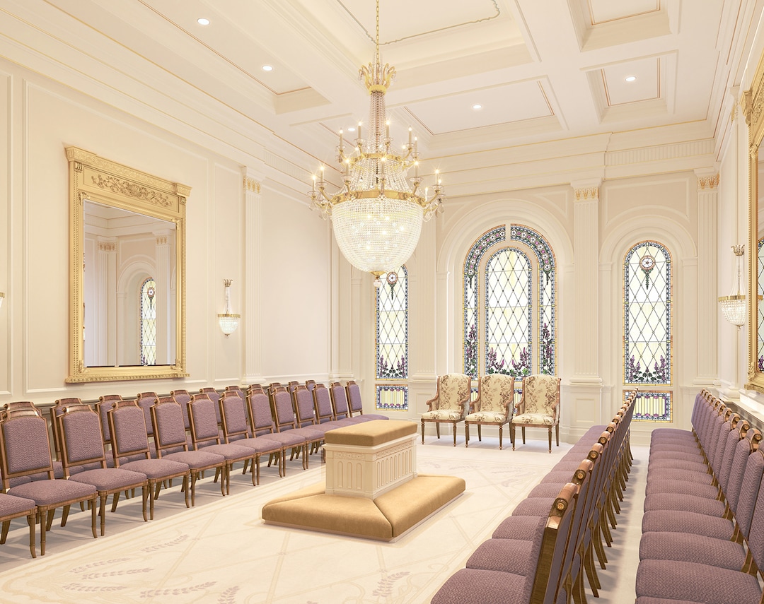 (Image courtesy of The Church of Jesus Christ of Latter-day Saints) An artist's rendering of the sealing room in The Church of Jesus Christ of Latter-day Saints' to-be-constructed Tooele Valley Utah Temple.