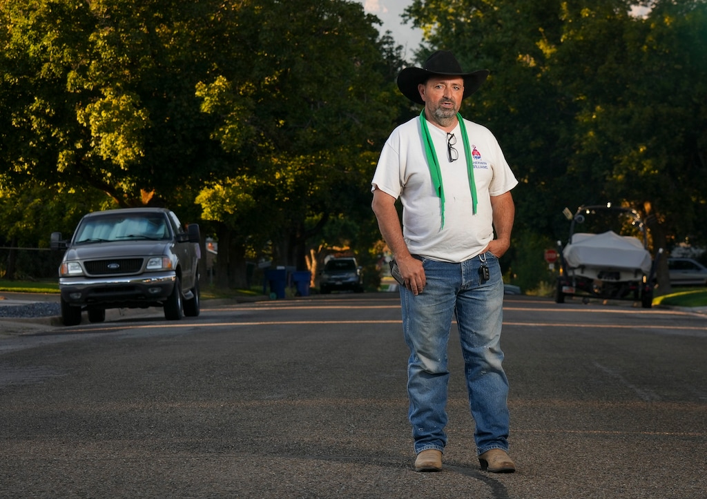 (Bethany Baker | The Salt Lake Tribune) Michael Moore, a Utah farmer who lives in Lucin that will be affected by changes to mail-in voting, stands for a portrait in Ogden on Friday, Sept. 13, 2024.