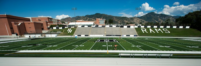 (Rick Egan  |  The Salt Lake Tribune)  Highland football field,Wednesday, August 8, 2017.