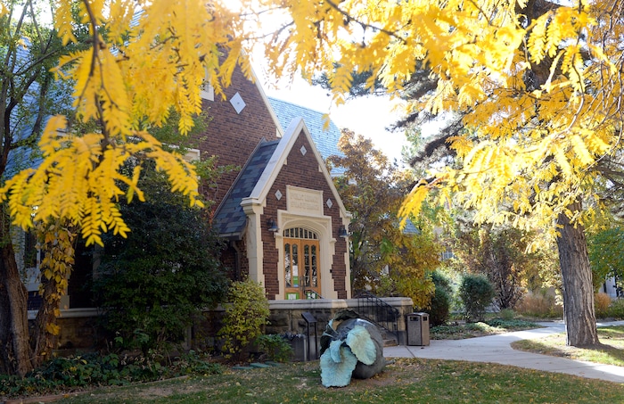 (Al Hartmann | The Salt Lake Tribune)
Sprague Library re-opened on Monday Oct. 23 with limited services, after its basement flooded in July. The main floor of the English Tudor style building is open and rearranged. The basement, which housed non-fiction, children's books, and community meeting rooms ,will remain closed for some time.