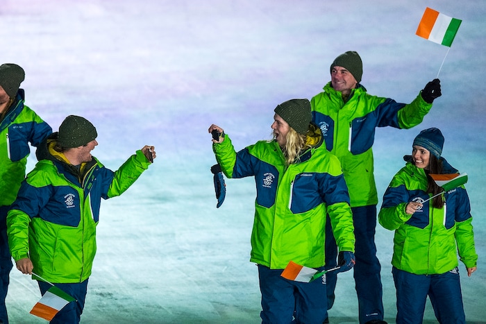 (Chris Detrick | The Salt Lake Tribune) Members of team Ireland are introduced during the Pyeongchang 2018 Winter Olympics opening ceremony at Olympic Stadium Friday, February 9, 2018.
