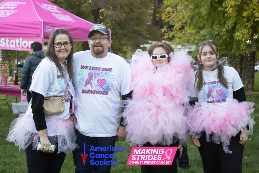 (American Cancer Society, sponsored) | Spirited family gears up for the 2025 Making Strides walk at the America First Field.