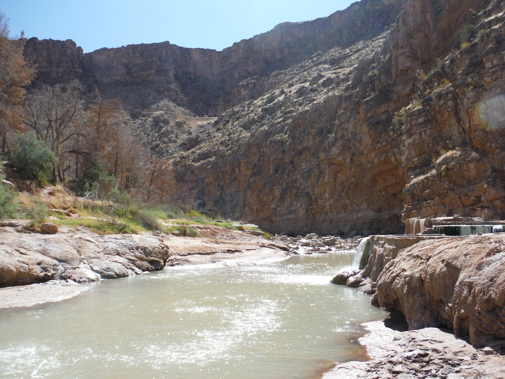 (Washington County Water Conservancy District) La Verkin Hot Spring on the Virgin River in Washington County.