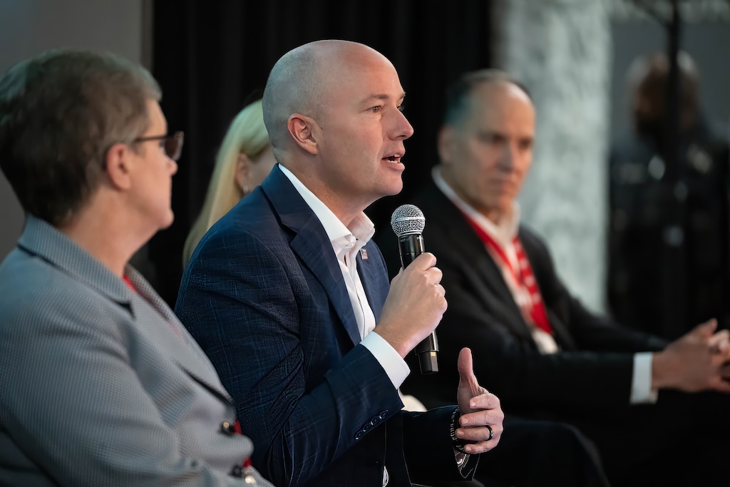 (Francisco Kjolseth | The Salt Lake Tribune) Gov. Spencer Cox speaks during the start of Utah Energy Week at the University of Utah, to discuss energy solutions in the west, on Tuesday, Sept. 16, 2025.