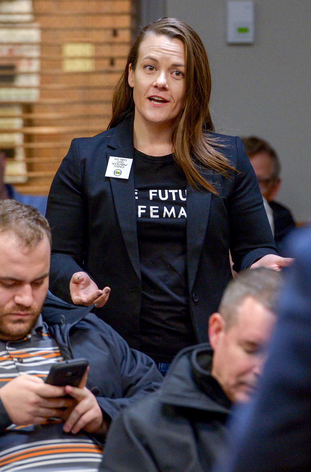 Leah Hogsten  |  The Salt Lake Tribune  Rachel Frost of Murray asks McAdams his opinion on the Green New Deal. Congressman Ben McAdams fields questions from his constituents in the Lehi City Council chambers Tuesday evening during his second town hall in Utah County, Feb. 19, 2019.