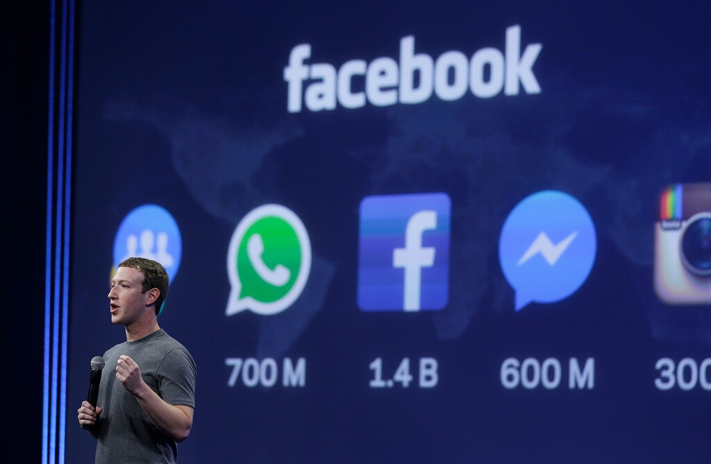 (Eric Risberg | AP file photo)

In this March 25, 2015, photo CEO Mark Zuckerberg gives the keynote address during the Facebook F8 Developer Conference in San Francisco.