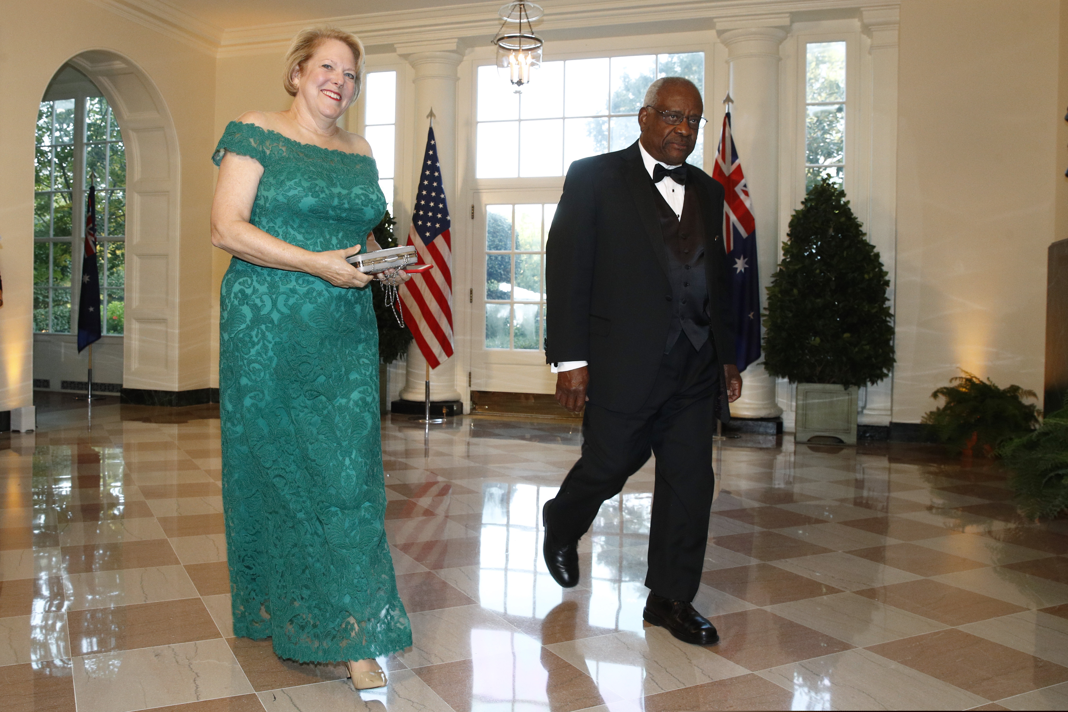 (AP Photo/Patrick Semansky, File)
In this Sept. 20, 2019, photo, Supreme Court Associate Justice Clarence Thomas, right, and wife Virginia "Ginni" Thomas arrive for a State Dinner with Australian Prime Minister Scott Morrison and President Donald Trump at the White House in Washington.
