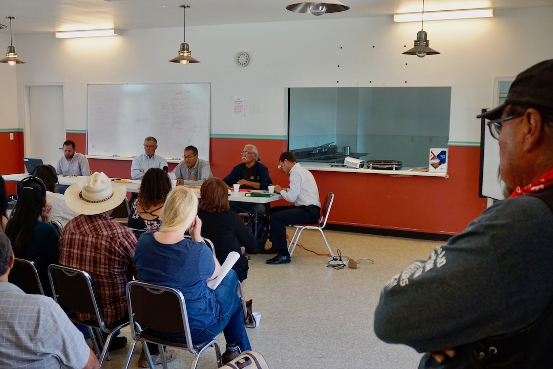 (Zak Podmore  |  The Salt Lake Tribune) San Juan County Commission meeting in Oljato-Monument Valley, Utah, on Tuesday, July 2, 2019.                               