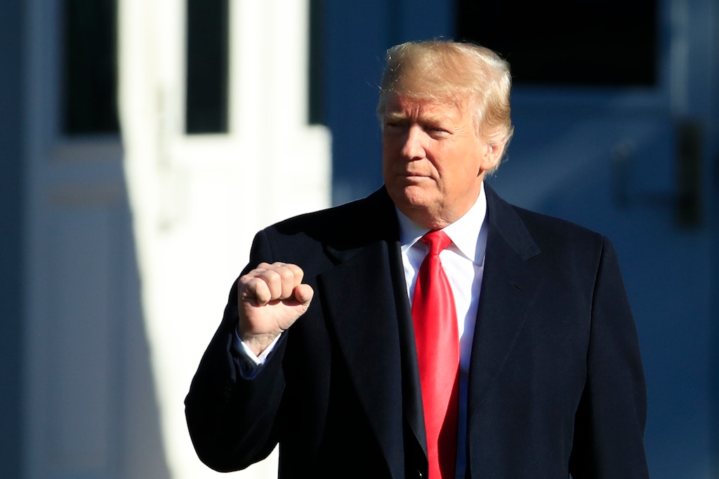 (Manuel Balce Ceneta | The Associated Press) President Donald Trump gestures as he leaves the White House in Washington, Thursday, Oct. 18, 2018. Trump is traveling to rally in Montana, Arizona and Nevada.